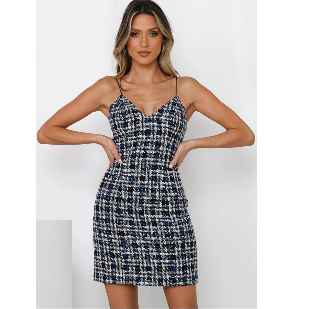 NWT Mossman Navy Tweed Mini Dress
